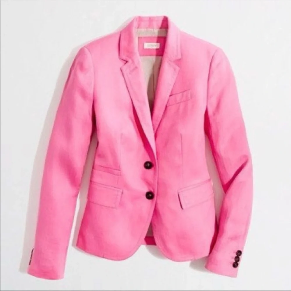 J. Crew Bright Pink Ruched-Sleeve Blazer